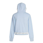 Light Blue Lace-Paneled Full Zip Hoodie
