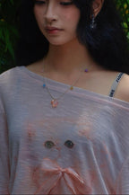 Pink star design necklace