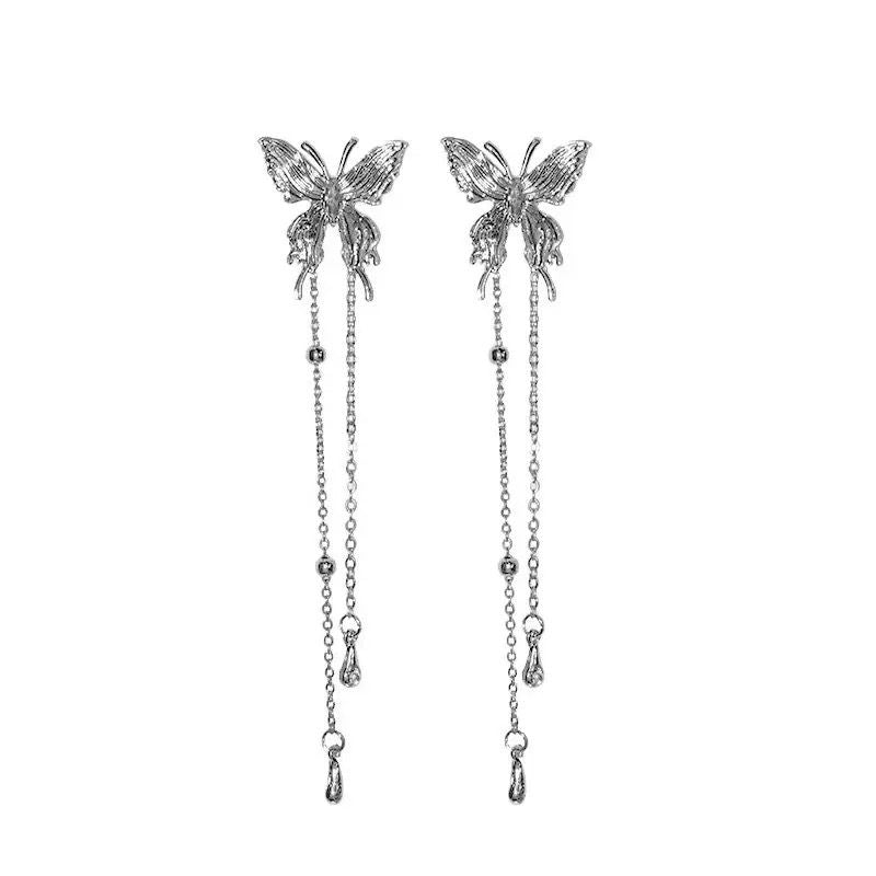 Ethereal butterfly tassel earrings