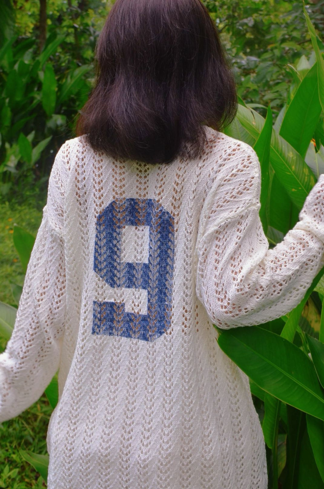 White jersey knit top