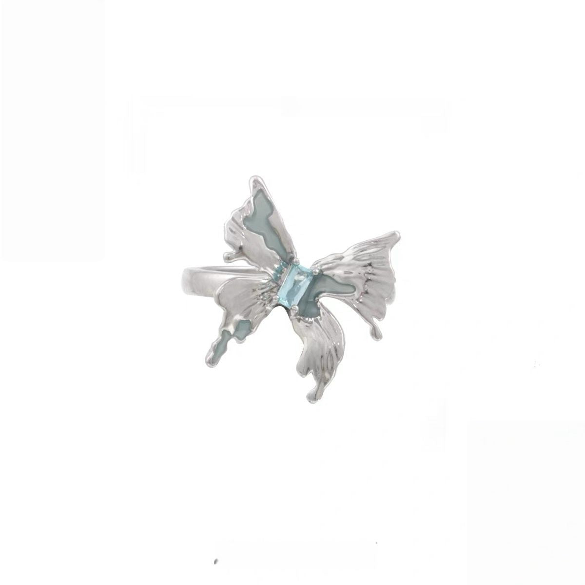 Blue crystal butterfly ring