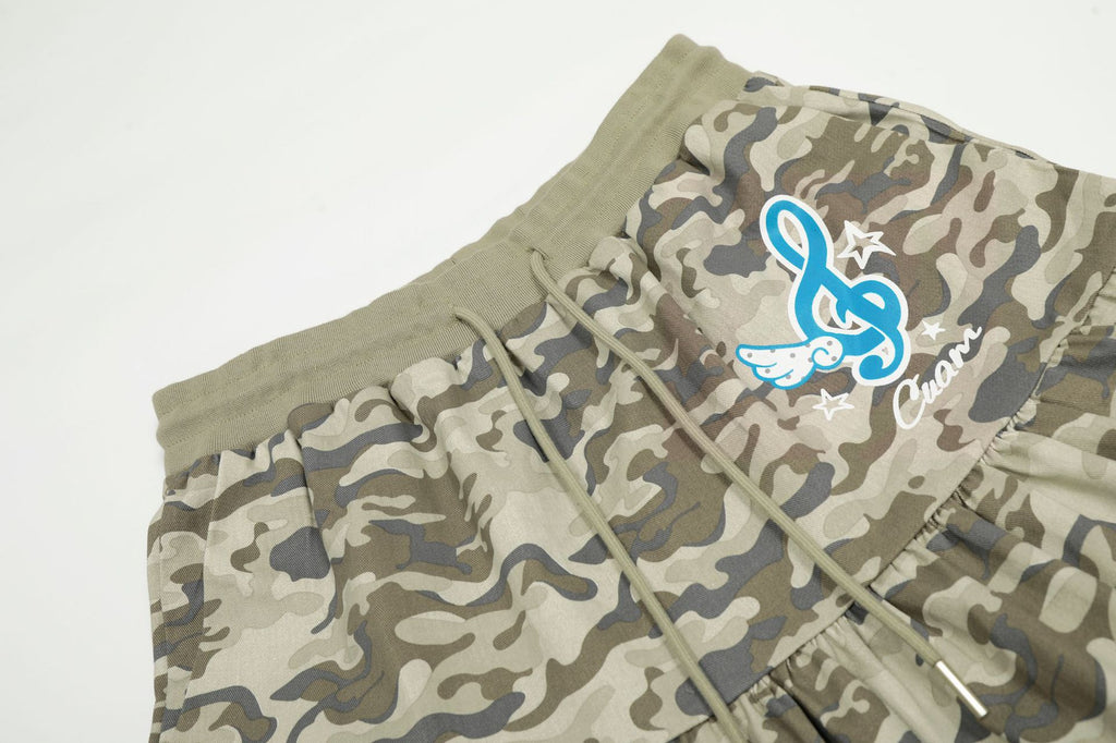 Camouflage print tiered maxi skirt