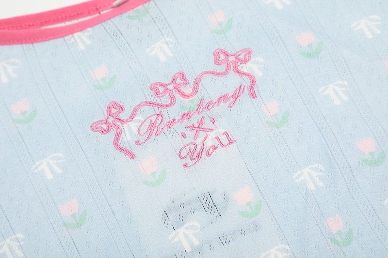 Light blue sheer floral print top